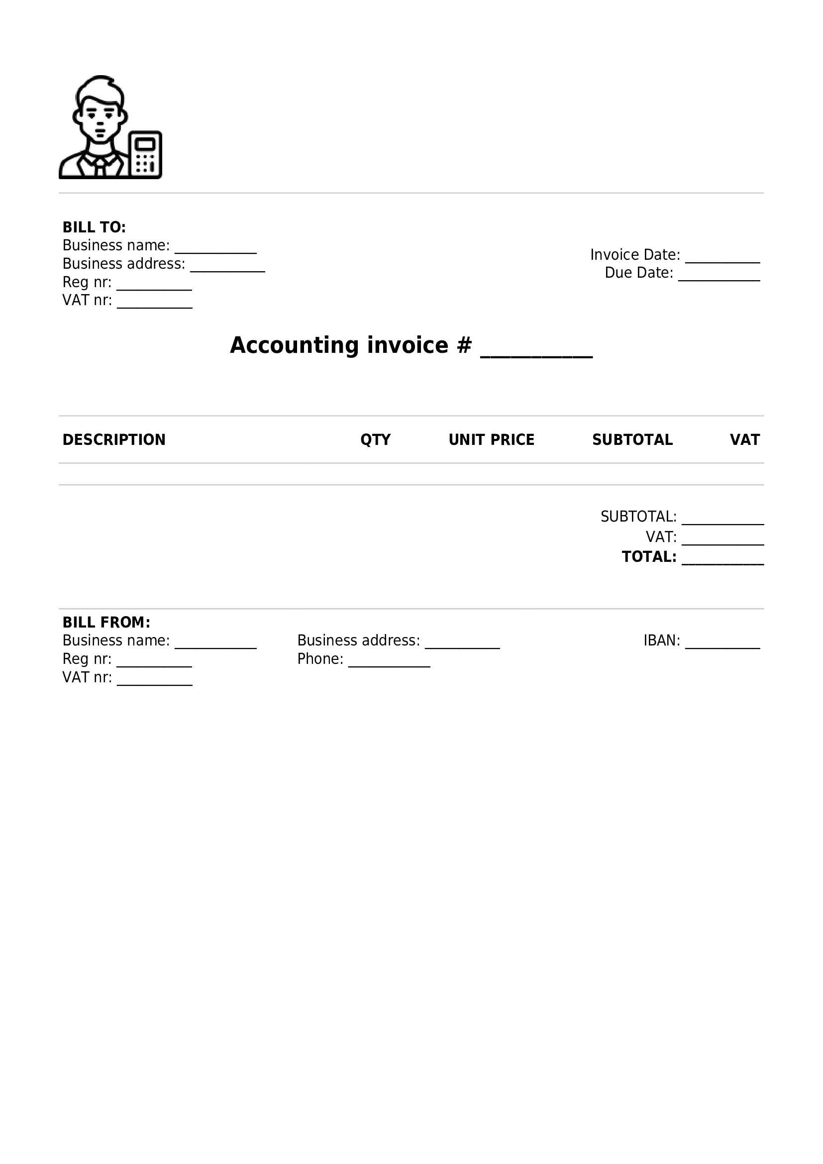 simple accounting invoice template UK PDF