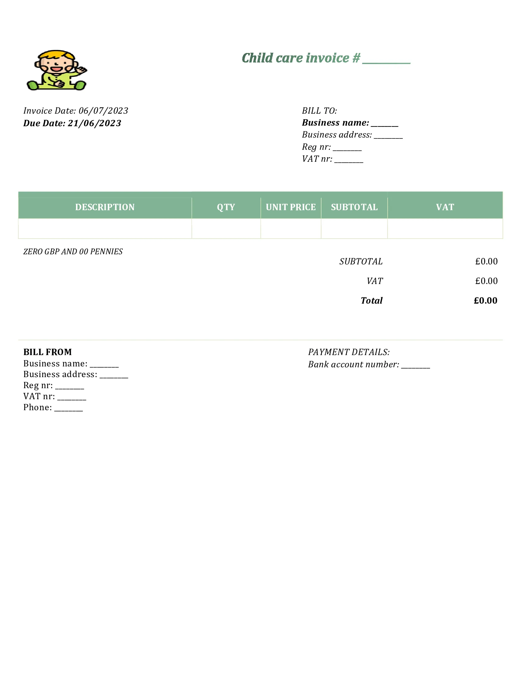 35 Free Child Care Invoice Templates UK Word Excel PDF Google Docs 35 Free Child Care Invoice Templates UK Word Excel PDF Google Docs