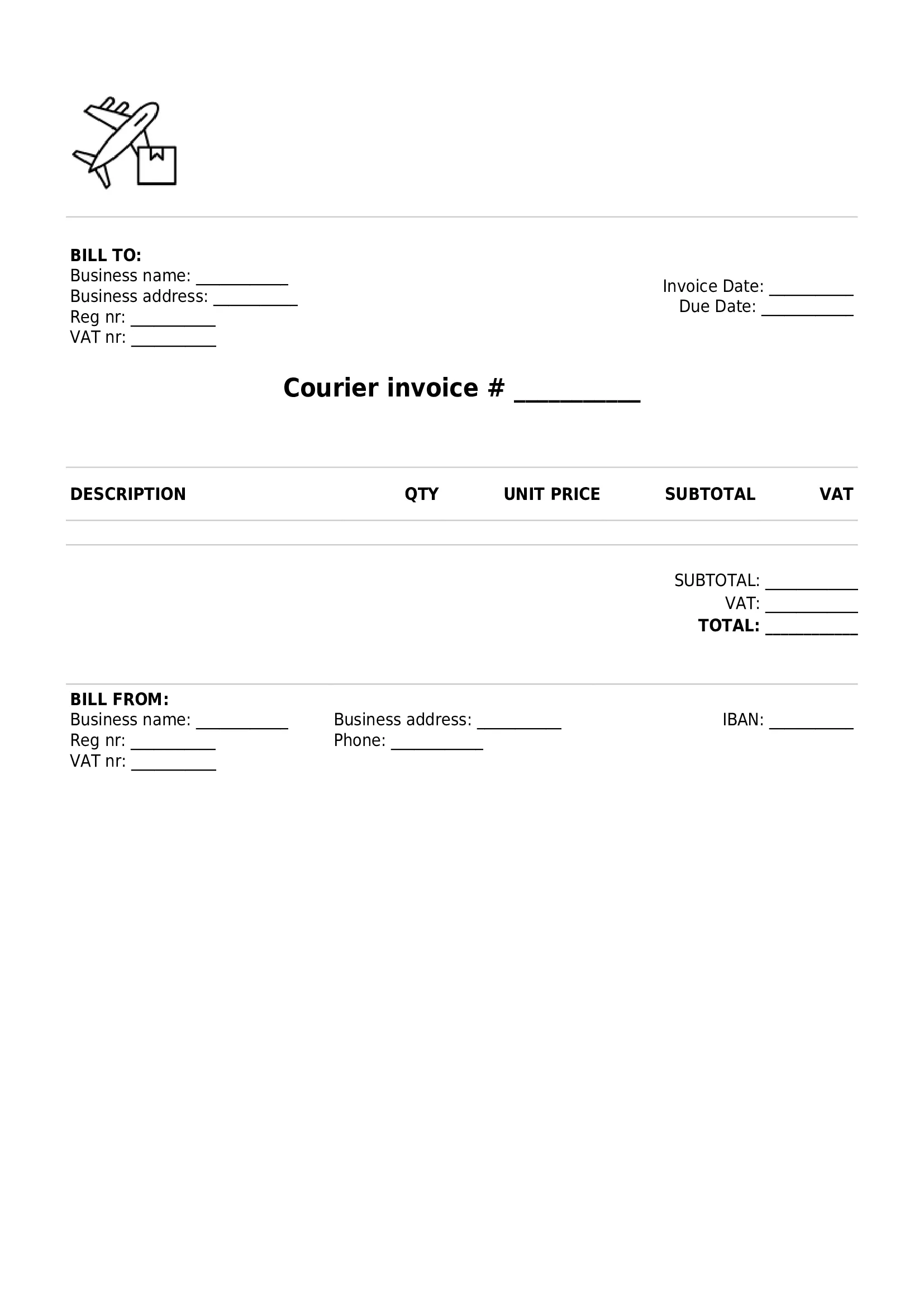simple courier invoice template UK PDF
