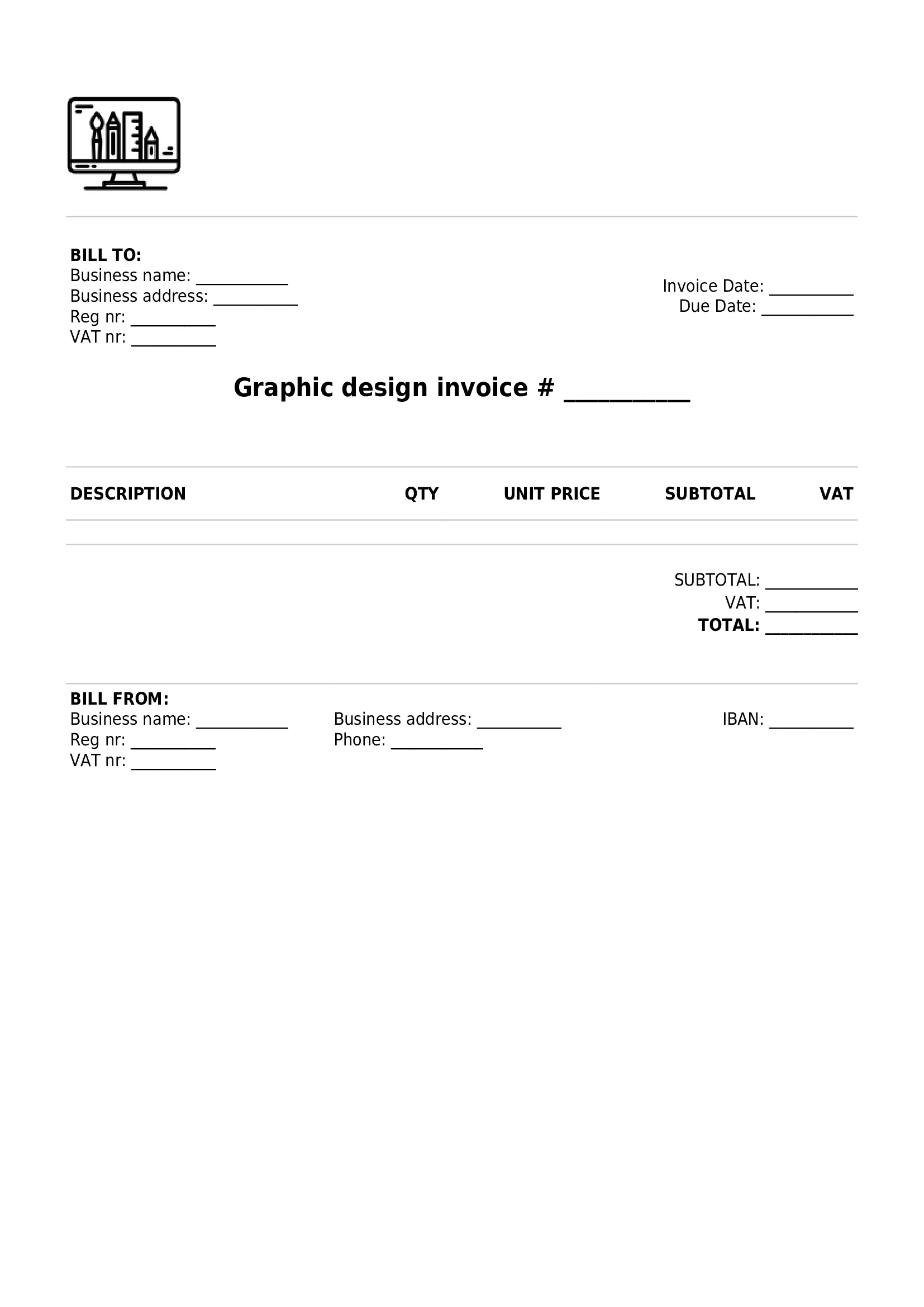 simple graphic design invoice template UK PDF